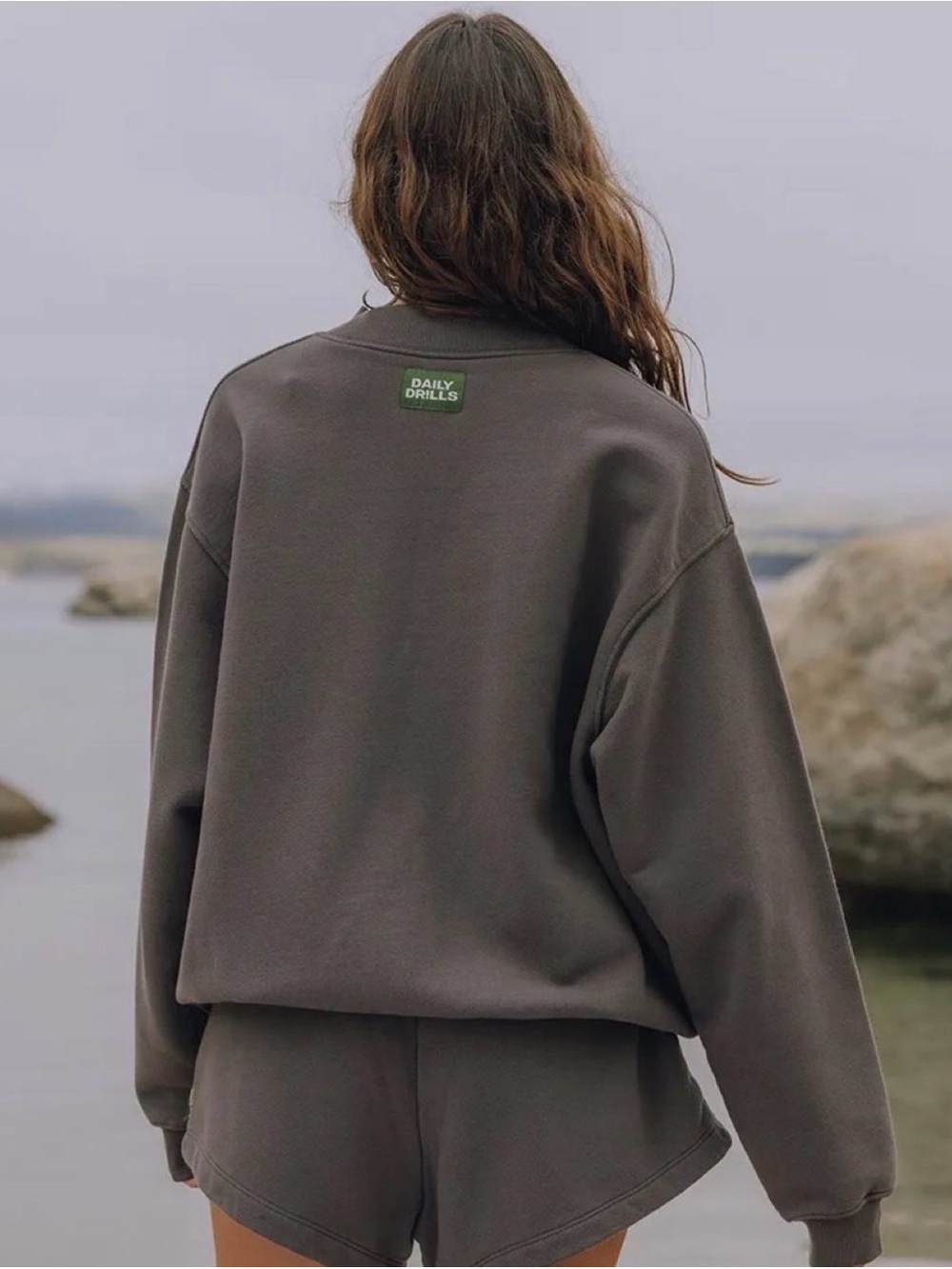Daily Drills Relaxed-Fit Charcoal Grey Crewneck Sweatshirt